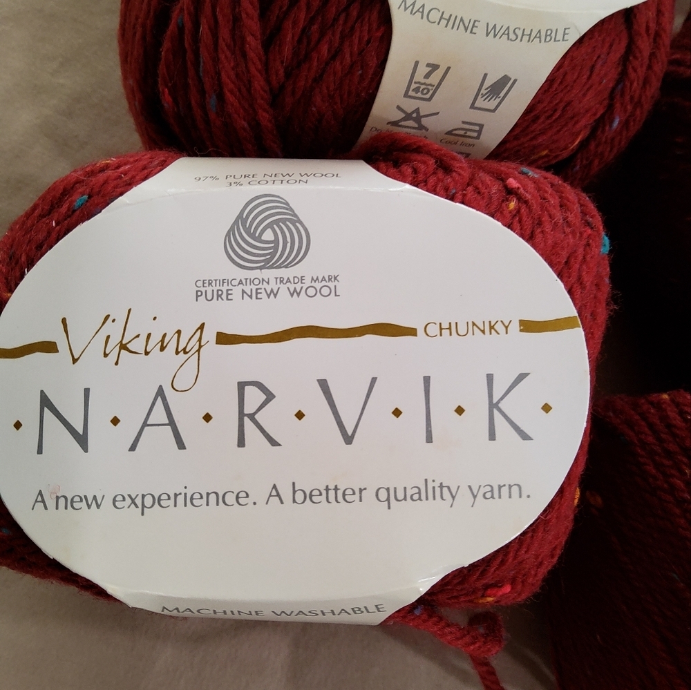 Vintage Viking Narvik Chunky Red Tweed Yarn Bundle of 10 × 100 g